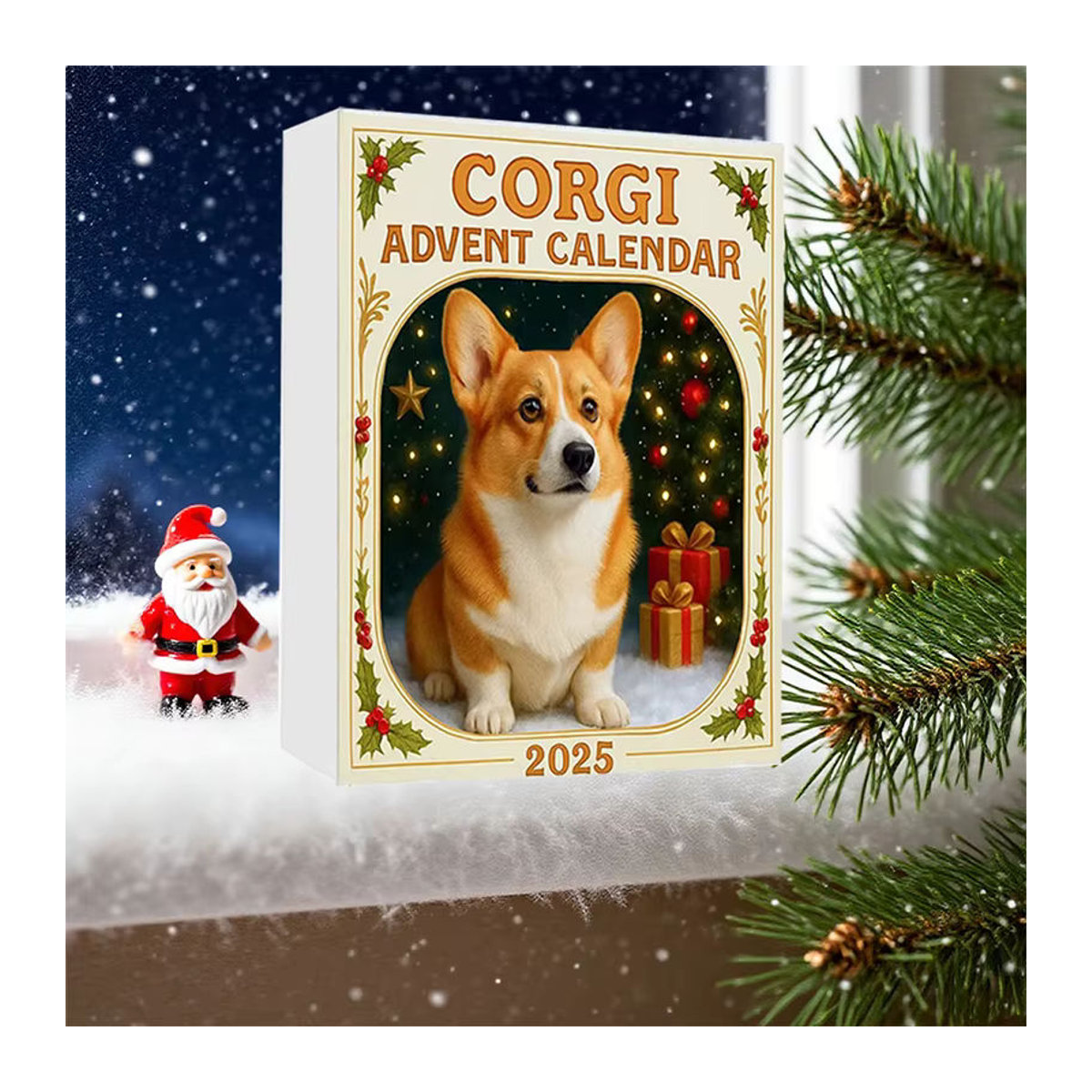 Coigi Adventskalender 2025 mit 24 Tagen Countdown und niedlichen Corgi-Mini-Ornamenten als Weihnachtsdekoration in Multicolor und Weiß - Bild 3