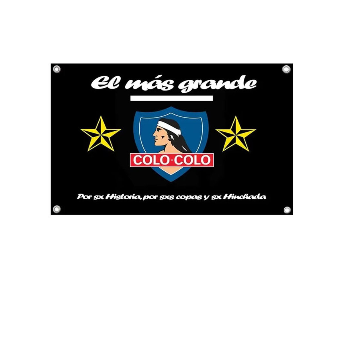 Colo-Colo Sportflagge aus Textil in Schwarz mit vier Ösen zur Aufhängung, rechteckiges Banner für Outdoor und Dekoration - Bild 3