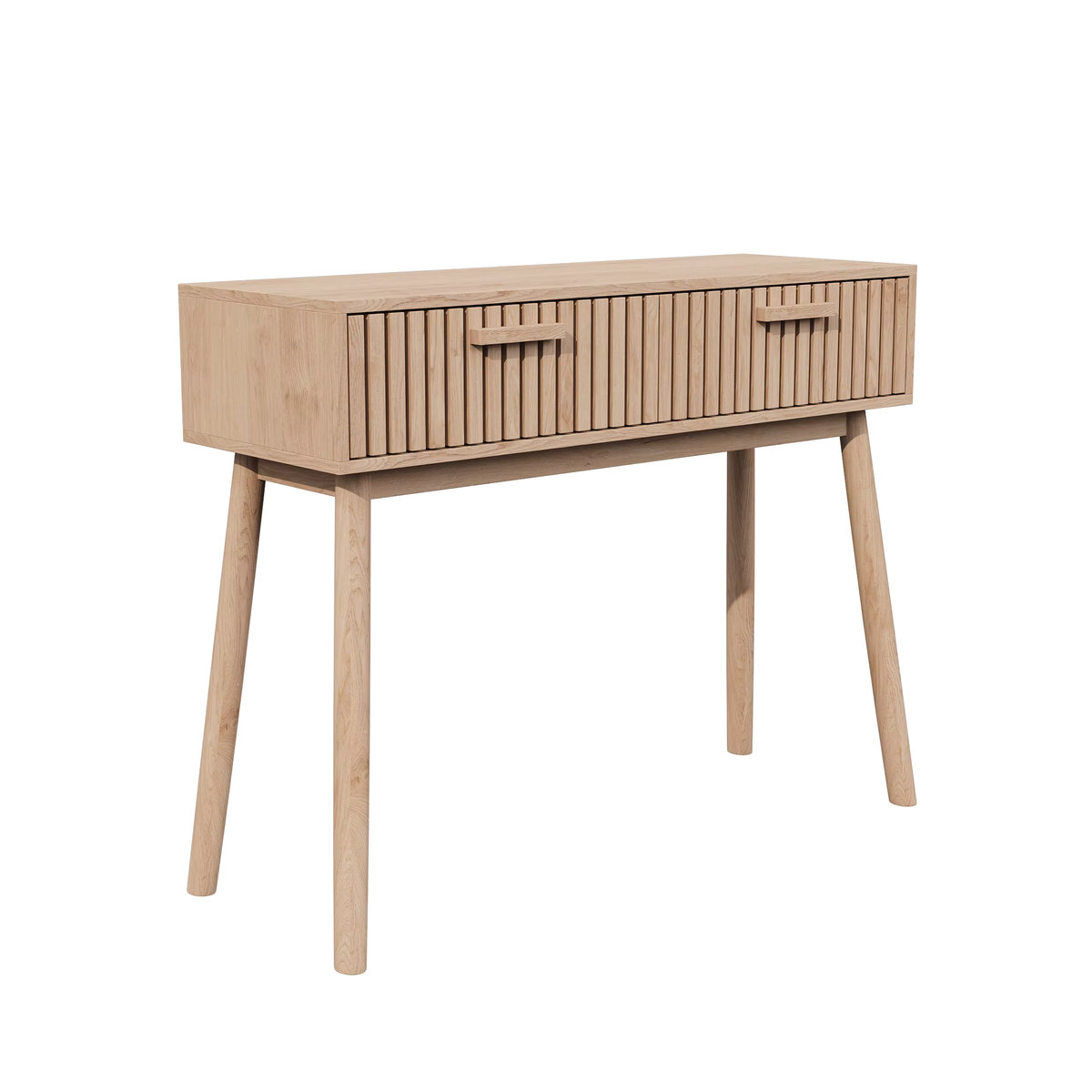 Comanlai Konsolentisch aus Holz in Natur, skandinavischer Beistelltisch mit 2 Schubladen, B/T/H: 100 x 35 x 80 cm - Bild 7