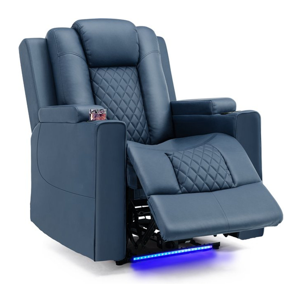 COMHOMA Fernsehsessel mit Liegefunktion, Massagefunktion und LED in Blau aus Kunstleder - Bild 1