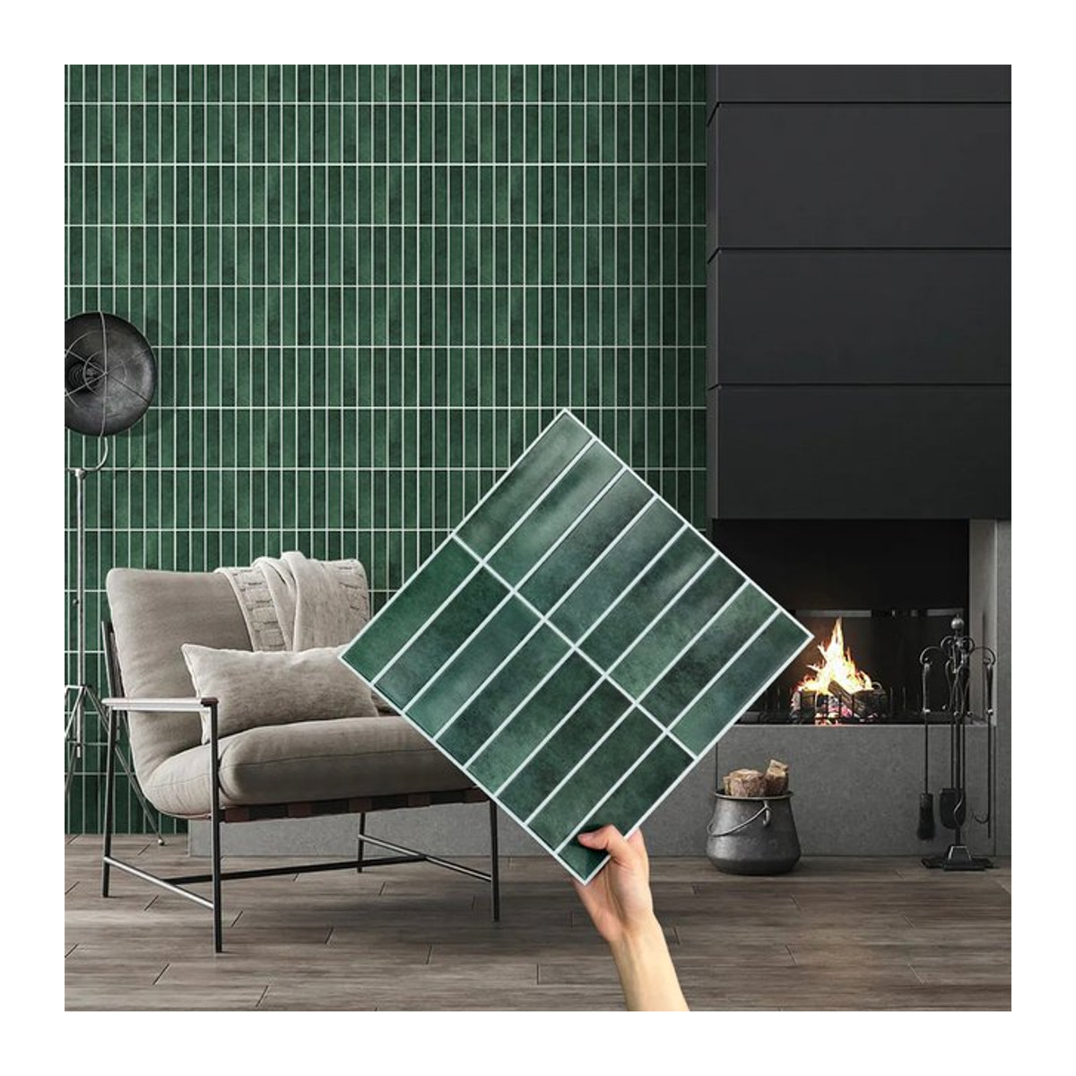 COMMOMY 3D Wandpaneele Selbstklebende Fliesenaufkleber in Grün und Blau mit Wasserform Design für Küche und Bad B/B/H: 30 x 30 x 30 cm - Bild 1
