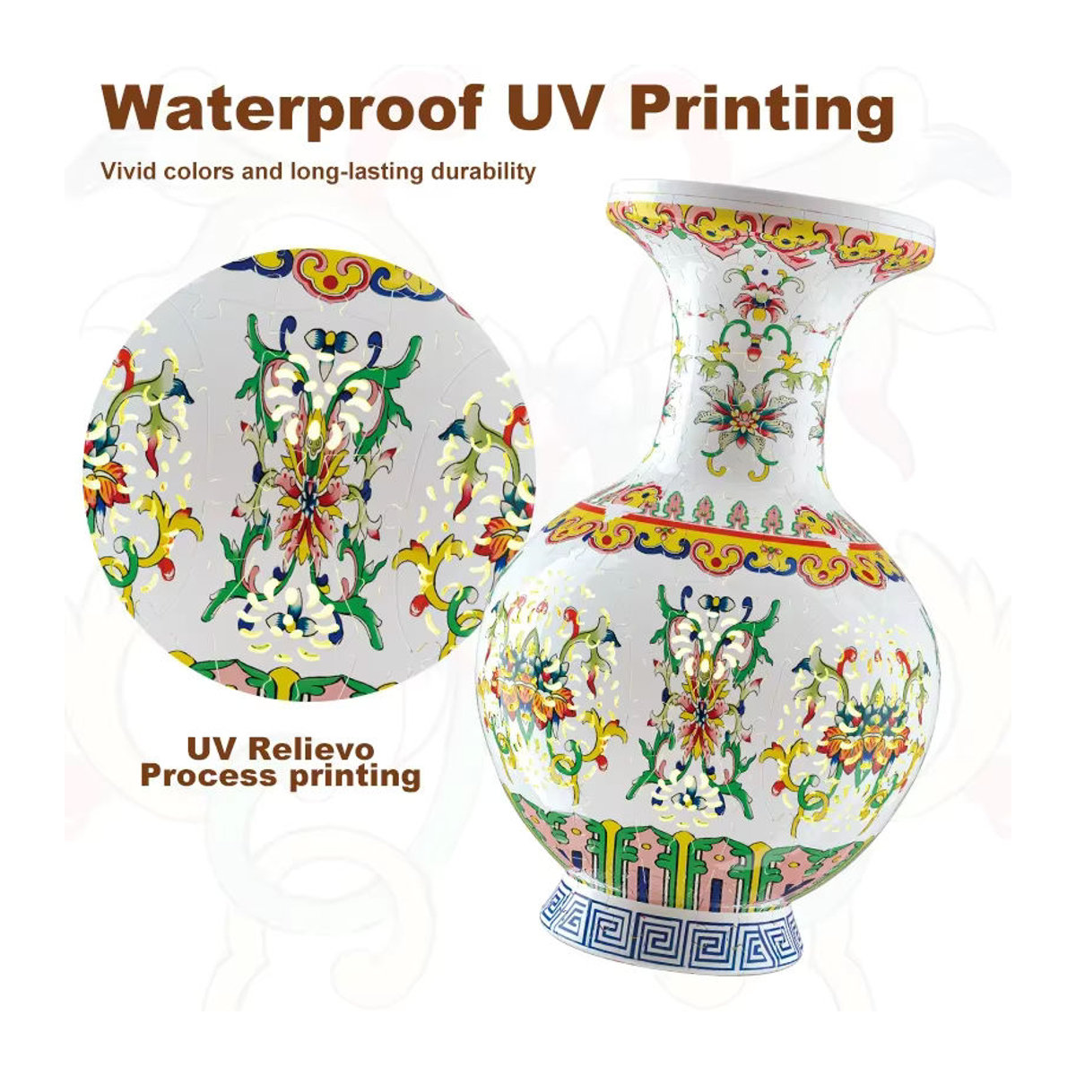 CONUSEA Porzellan Blumenvase mit floralem Design in Weiß als DIY 3D Puzzle Lernspielzeug und Dekoration für Erwachsene - Bild 2