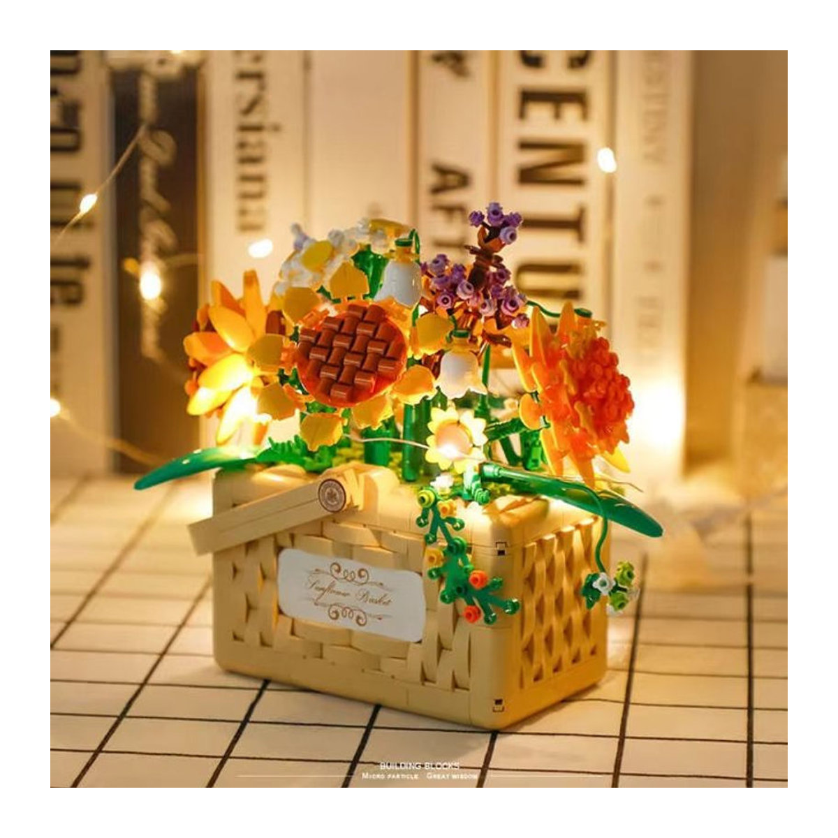 CONUSEA Sonnenblumenkorb Mini-Baustein 3D-LED-Modell mit Mikrosteinen in Rosa und Mehrfarbig - Bild 1