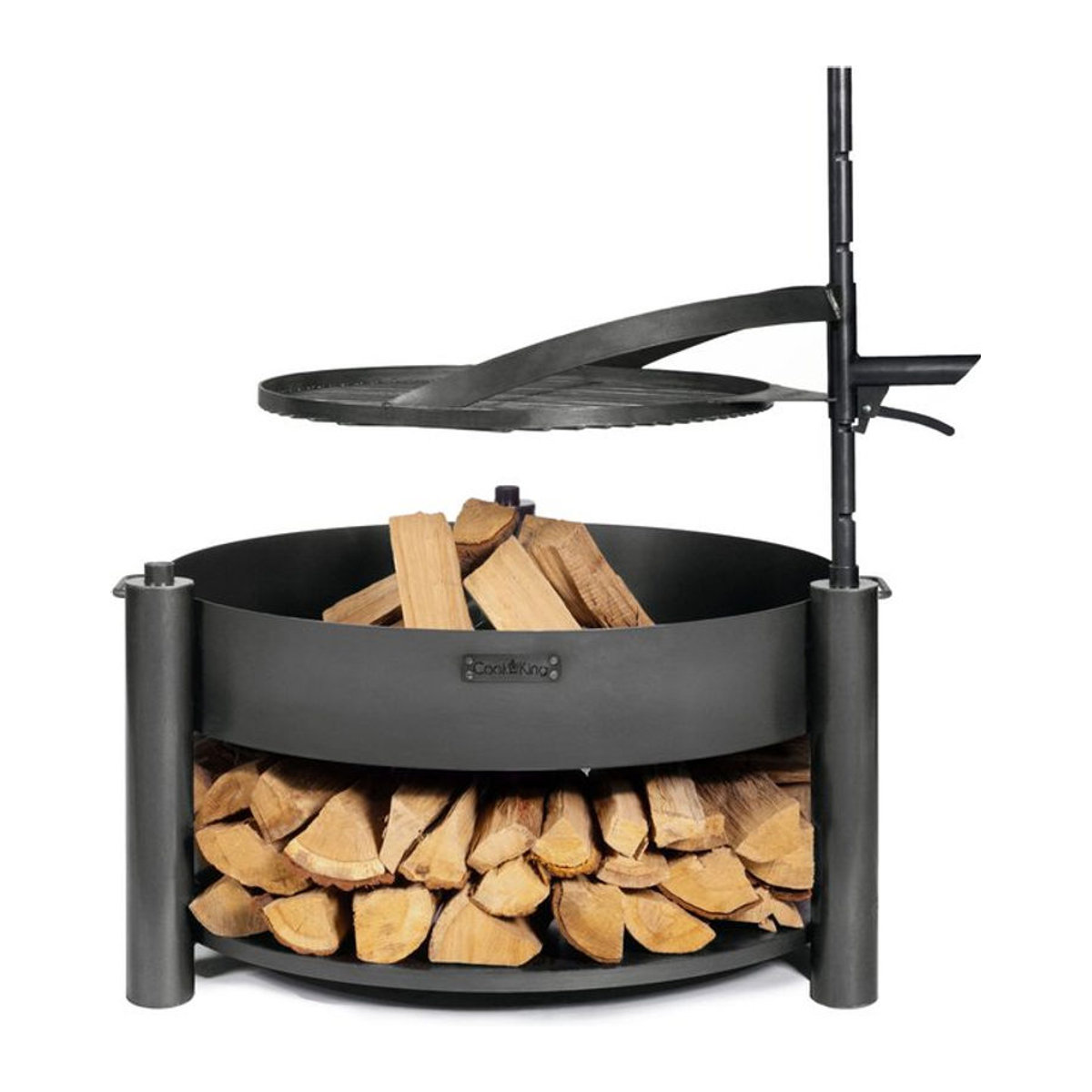 Cook King Feuerschale Montana X aus Stahl in Schwarz inklusive Holzlager und Zubehör, B/T/H: 88 x 88 x 110 cm - Bild 1