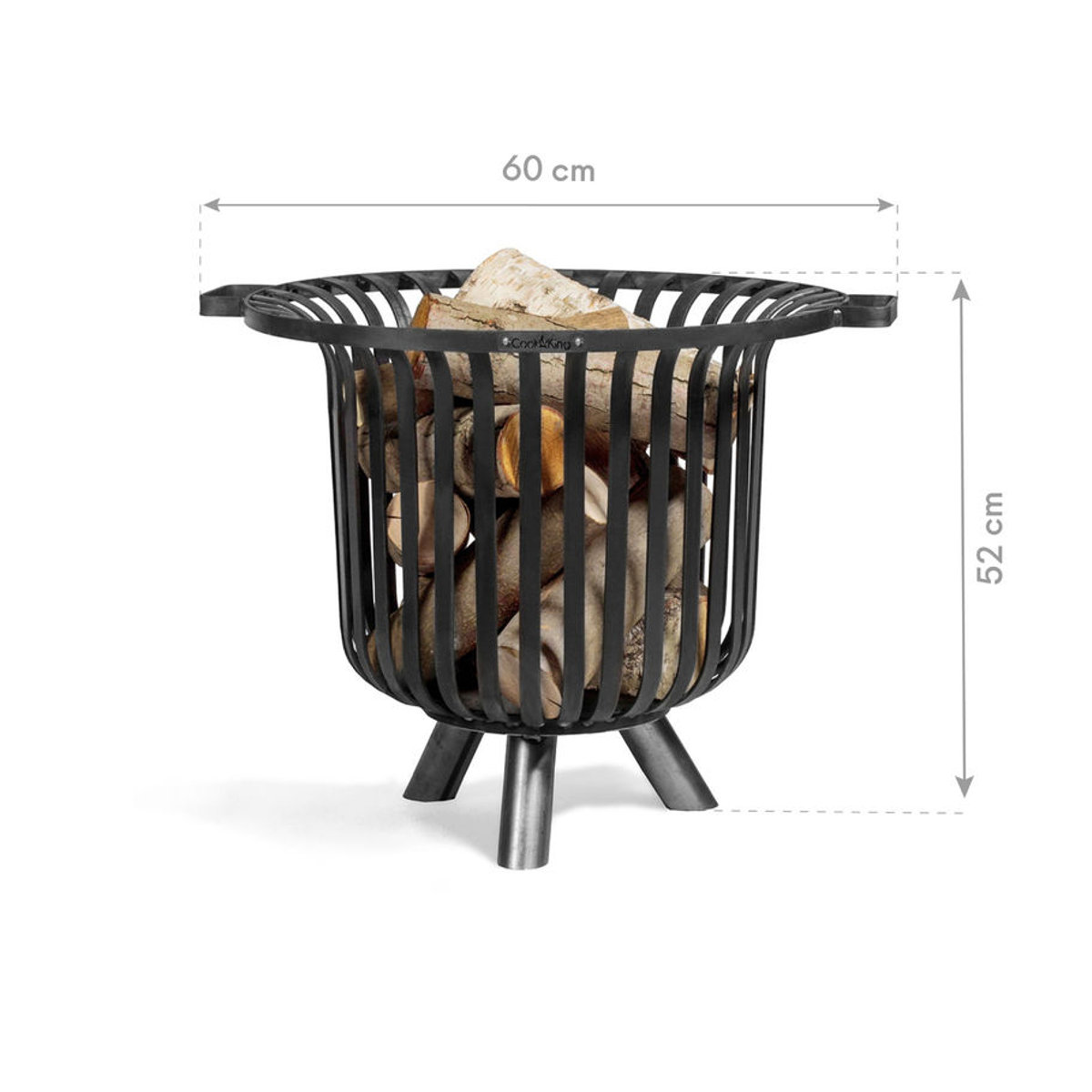 CookKing Feuerkorb Verona 60 aus Stahl in Schwarz, B/T/H: 60 x 60 x 52 cm - Bild 4