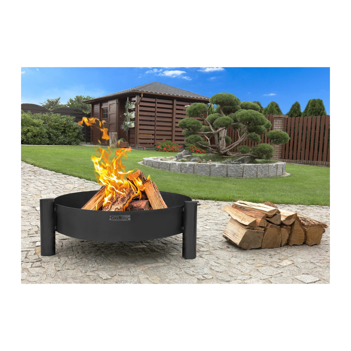 CookKing Feuerschale Haiti in Schwarz aus Stahl, B/H/T: 68 x 30 x 68 cm - Bild 2