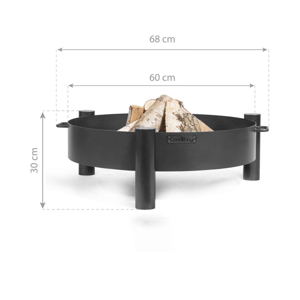CookKing Feuerschale Haiti in Schwarz aus Stahl, B/H/T: 68 x 30 x 68 cm - Bild 3