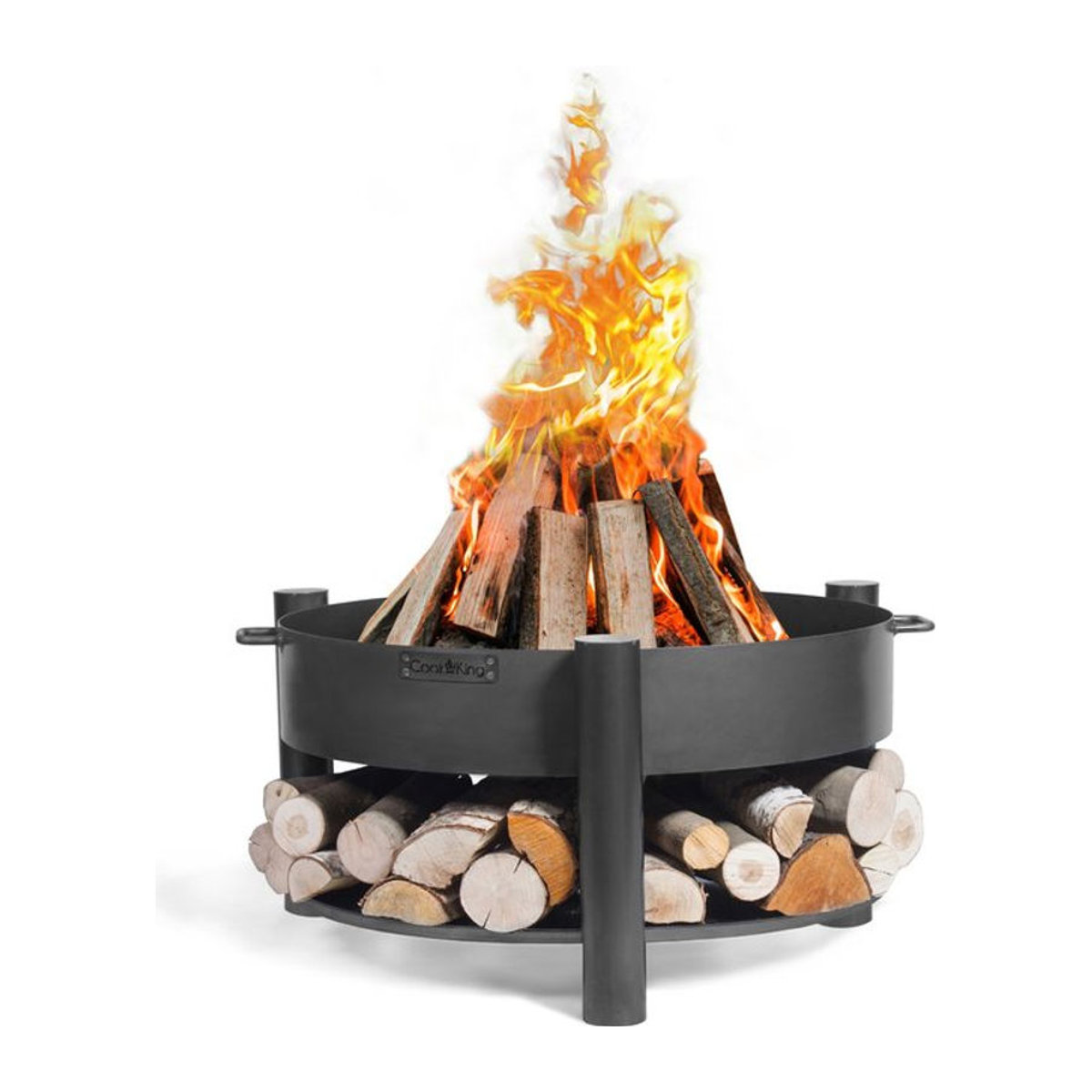 CookKing Feuerschale Montana 60 aus Stahl mit Holzlager, schwarz, B/T/H: 68 x 68 x 45 cm - Bild 1