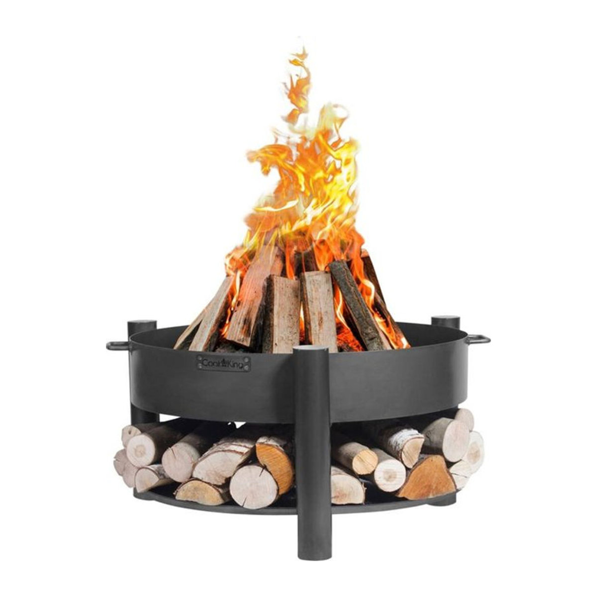 CookKing Feuerschale Montana 60 aus Stahl mit Holzlager, schwarz, B/T/H: 68 x 68 x 45 cm - Bild 5