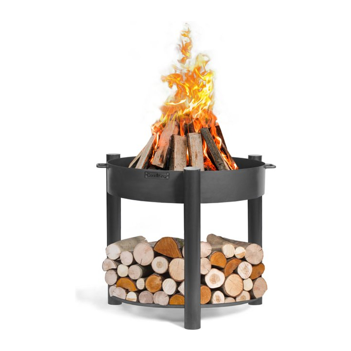 CookKing Feuerschale Montana 80 mit Holzlager aus Stahl in Schwarz, B/T/H: 88 x 88 x 80 cm - Bild 1
