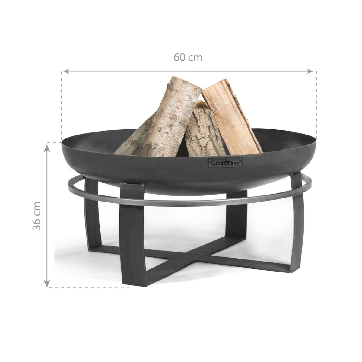 CookKing Feuerschale Viking 60 aus Stahl in Schwarz, B/H/T: 60 x 36 x 60 cm - Bild 4