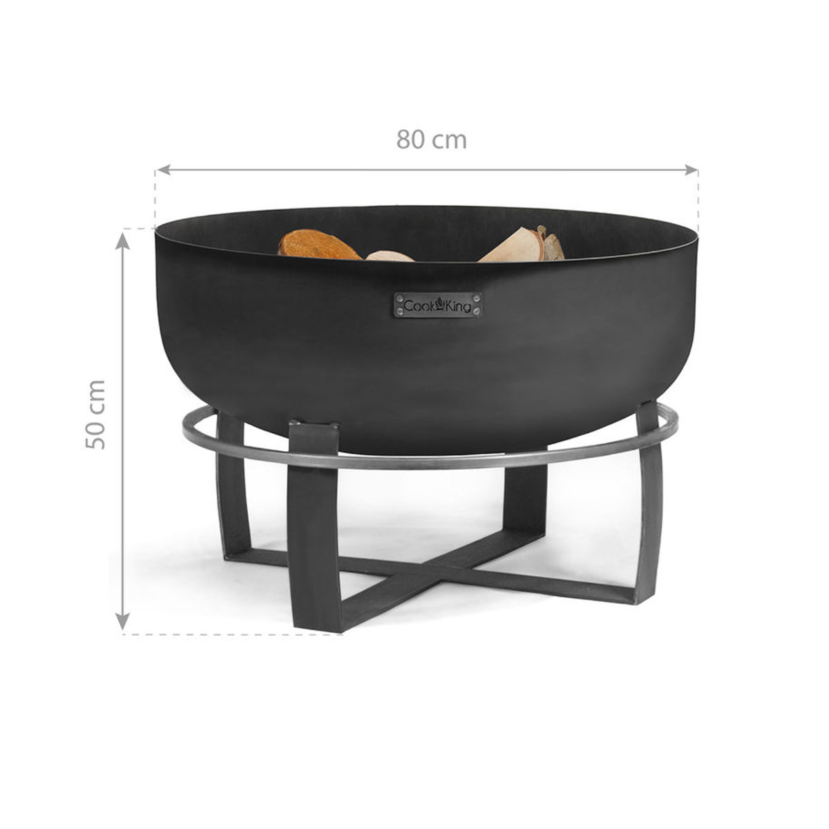 CookKing Feuerschale Viking XXL, schwarz, B/T/H: 80 x 80 x 50 cm - Bild 3