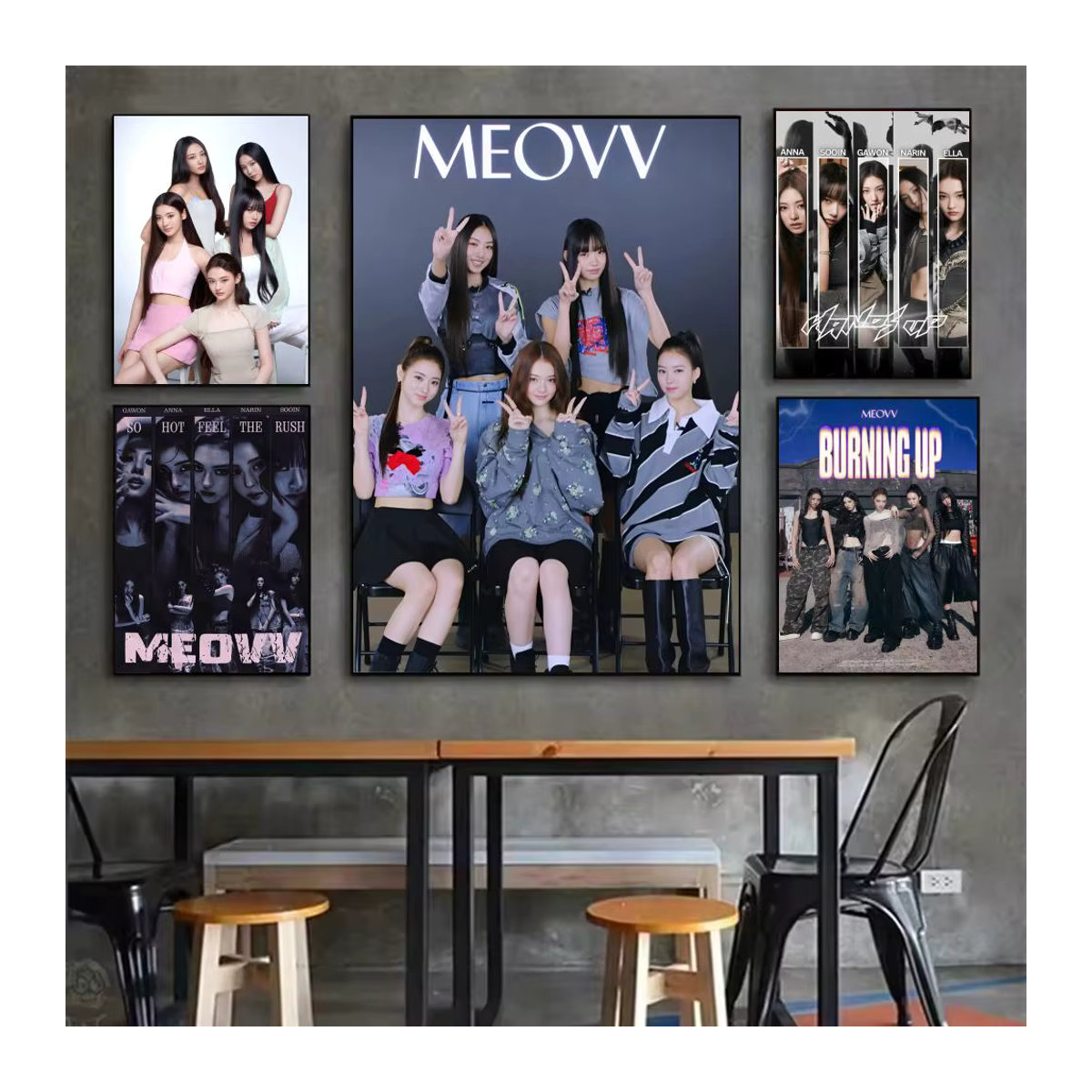 Cool Group M-meowv Poster minimalistische Wandkunst aus Papier in Schwarz und Mehrfarbig - Bild 3