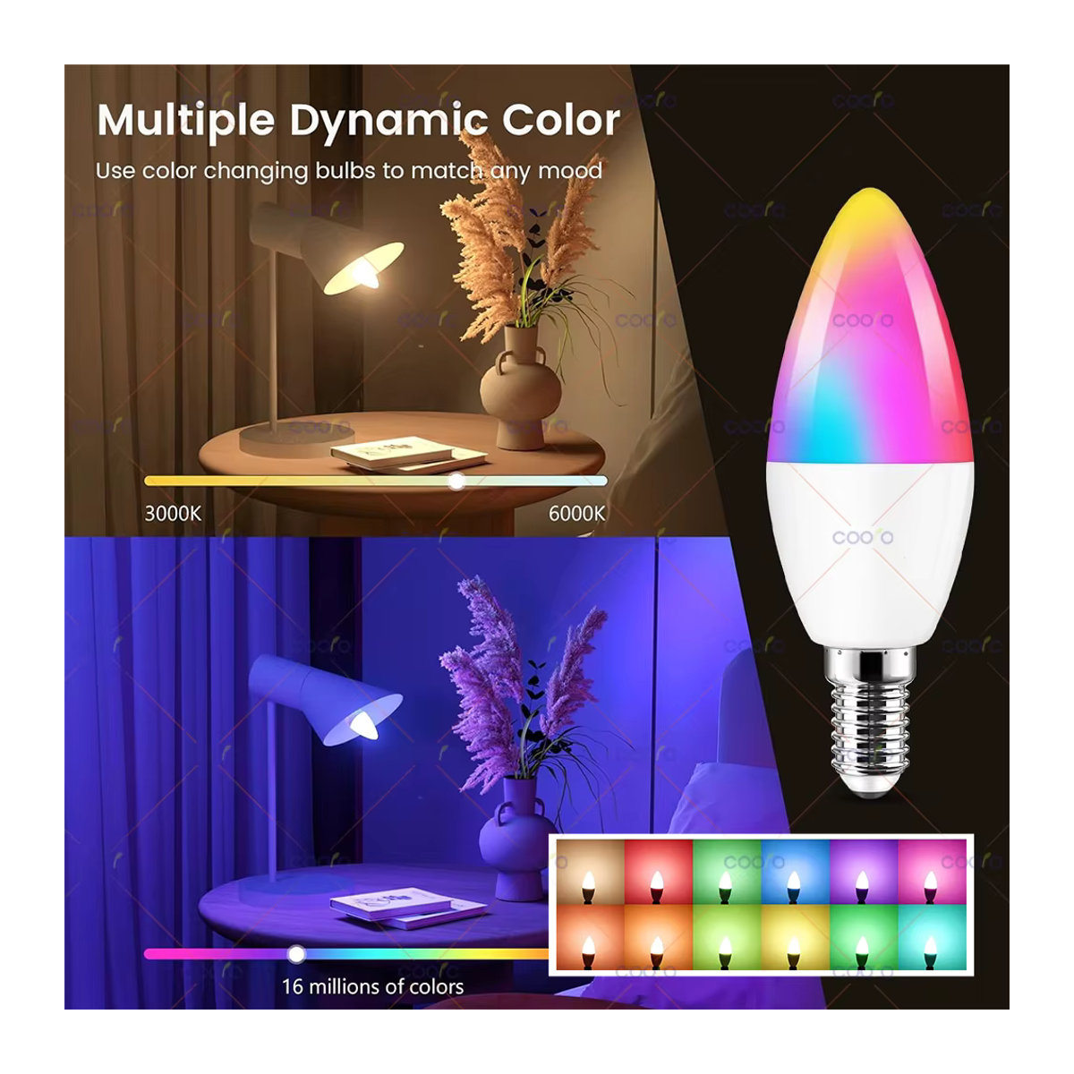COOLO Smart Life E14 LED Glühbirne mit Bluetooth und Tuya App Steuerung, 5W RGB + CW, dimmbar, Bunt - Bild 3