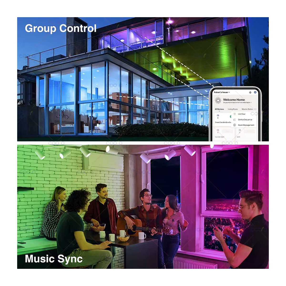 COOLO Smart Life E14 LED Glühbirne mit Bluetooth und Tuya App Steuerung, 5W RGB + CW, dimmbar, Bunt - Bild 4