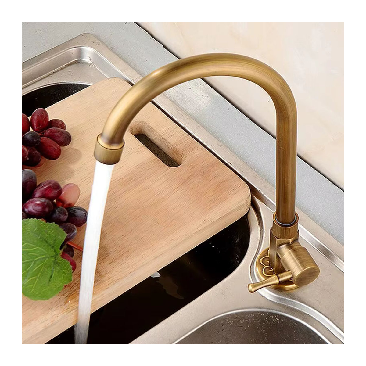 Cooper Küchenarmatur ELK12 Einloch-Wasserhahn in Antik-Bronze und Braun im Retro-Design - Bild 3
