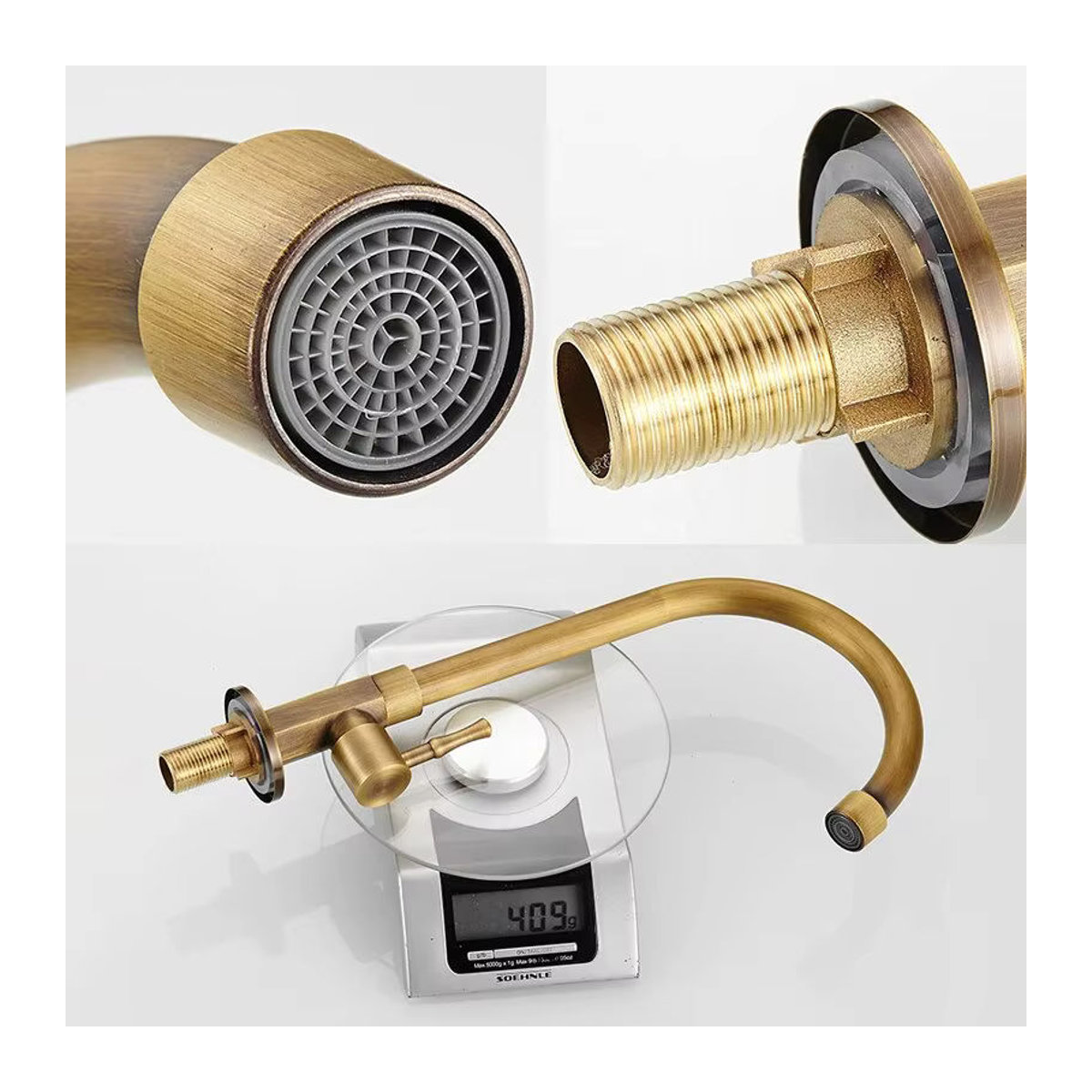 Cooper Küchenarmatur ELK12 Einloch-Wasserhahn in Antik-Bronze und Braun im Retro-Design - Bild 4