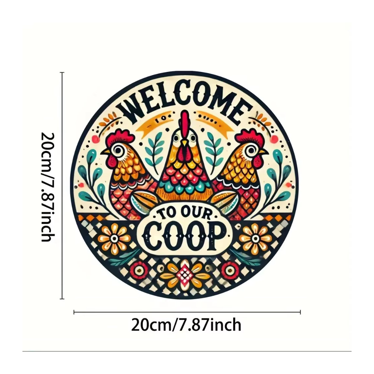 COOPSTYLEZ Vintage Rundschild Willkommen in unserem Hühnerstall aus Metall, mehrfarbig, Durchmesser: 20,32 cm - Bild 5
