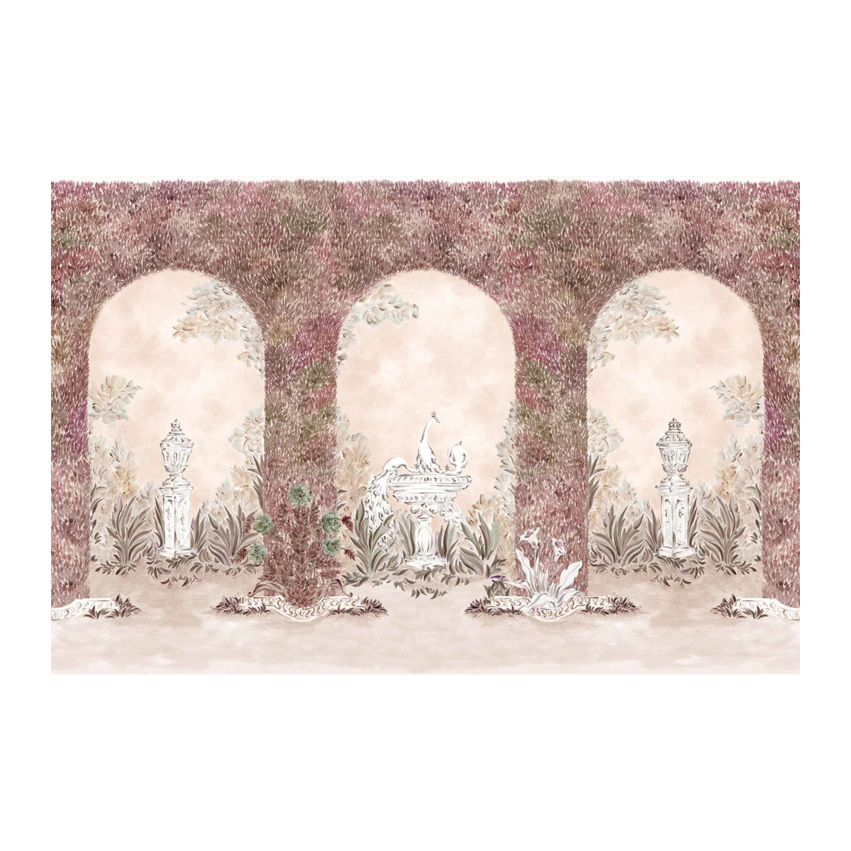 Coordonné Wandbild Alcazar mit floralem und orientalischem Motiv in Rosa im Querformat - Bild 1