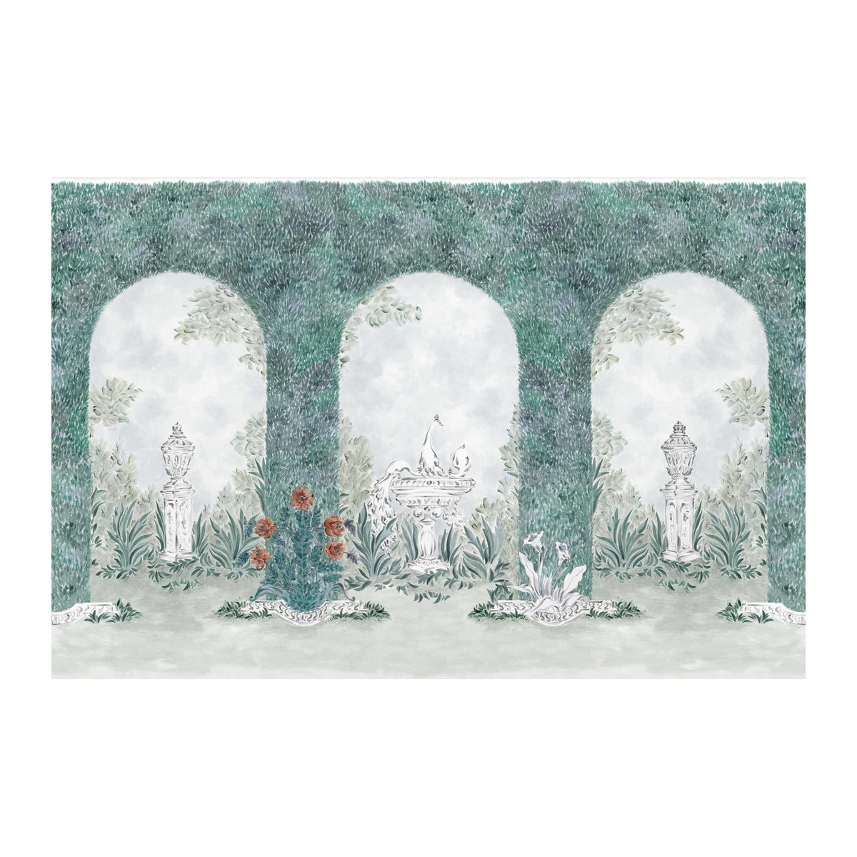 Coordonné Wandbild Alcazar Ultramar – Florales Wandbild im Querformat mit Blumen und Blättern in Blau und Mehrfarbig - Bild 1
