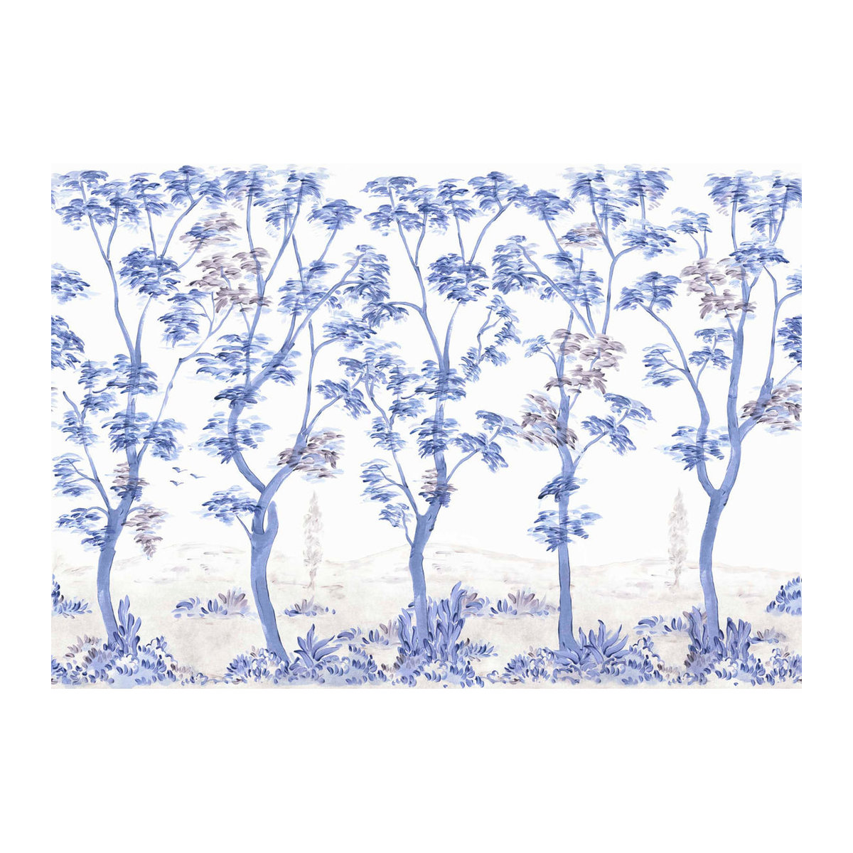 Coordonné Wandbild Cartuja in Ultramarinenblau mit floralem Landschaftsmotiv im Vintage-Stil - Bild 1