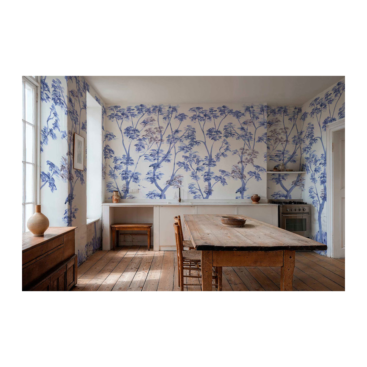 Coordonné Wandbild Cartuja in Ultramarinenblau mit floralem Landschaftsmotiv im Vintage-Stil - Bild 2