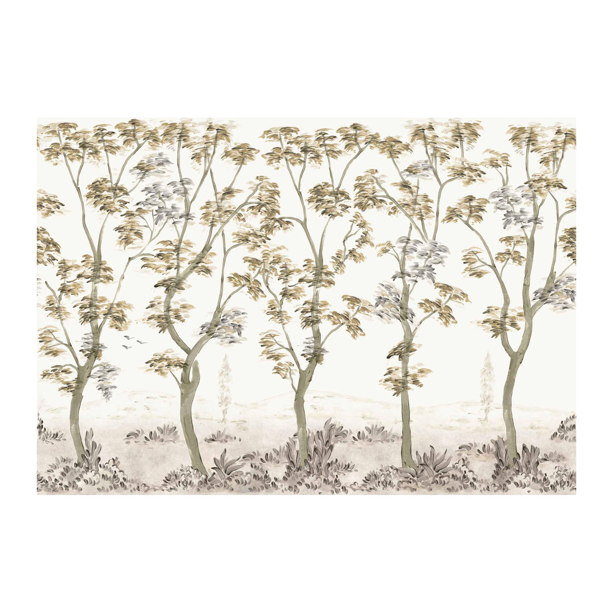 Coordonné Wandbild Cartuja Landschaft in Ocker und Beige mit floralen Motiven im Landhausstil - Bild 1