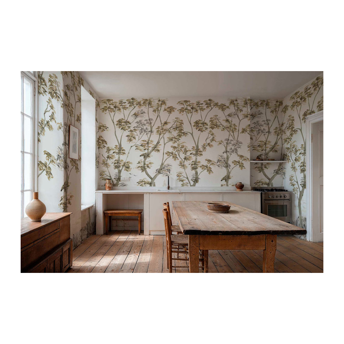 Coordonné Wandbild Cartuja Landschaft in Ocker und Beige mit floralen Motiven im Landhausstil - Bild 2