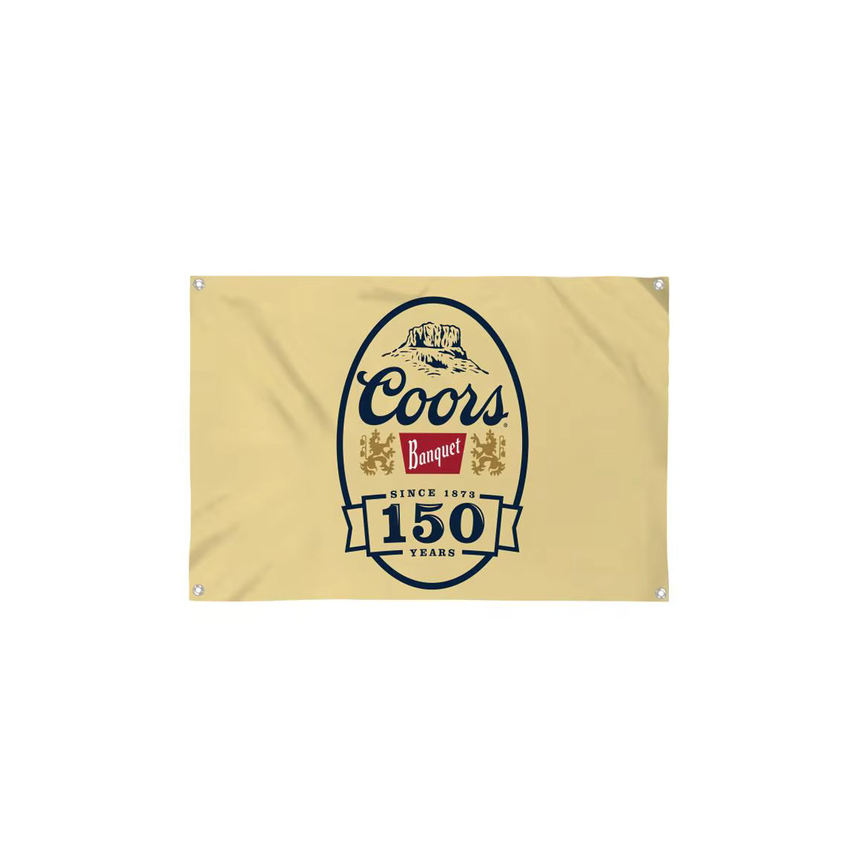 Coors Banquet Bier Logo Wandbehang Vintage Textil-Banner in Schwarz und Beige, rechteckig - Bild 5