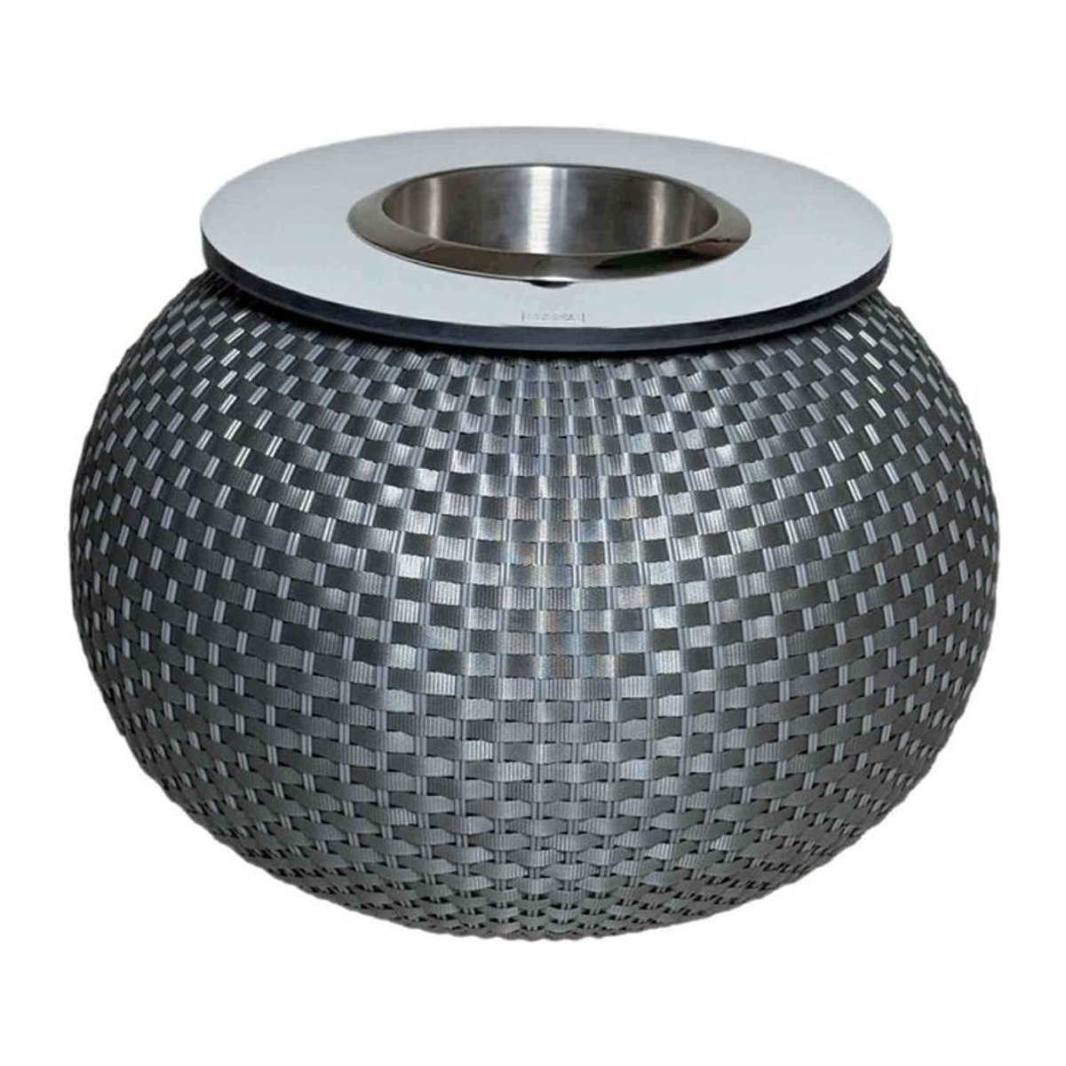 COOTAB 3-in-1 Loungetisch Milano aus Polyrattan mit Edelstahl-Kühler in Grau, Durchmesser: 40 cm - Bild 1
