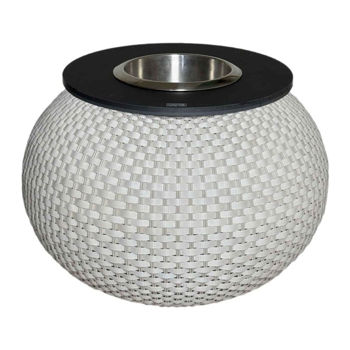 COOTAB 3-in-1 Loungetisch Milano aus Polyrattan mit Edelstahl-Kühler in Weiß, Durchmesser: 40 cm - Bild 1