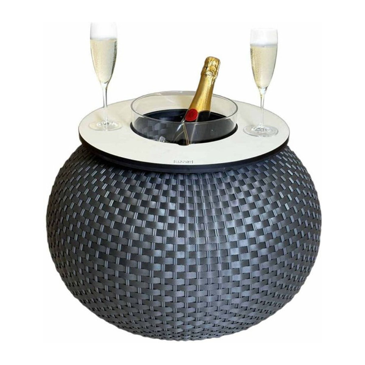 COOTAB 3-in-1 Loungetisch Milano Beistelltisch aus Polyrattan mit Acryl-Kühler, Anthrazit, Durchmesser: 40 cm - Bild 1