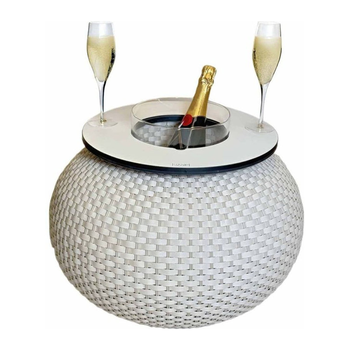 COOTAB 3-in-1 Loungetisch Milano Rund mit Acryl-Kühler aus Polyrattan in Weiß, Durchmesser: 40 cm - Bild 1
