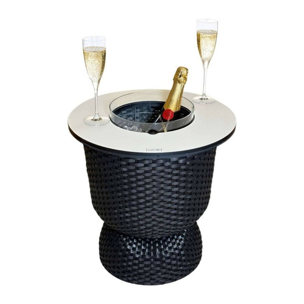 COOTAB 3-in-1 Loungetisch Paris aus Polyrattan mit Acryl-Kühler in Schwarz/Weiß, Höhe: 43 cm - Bild 1