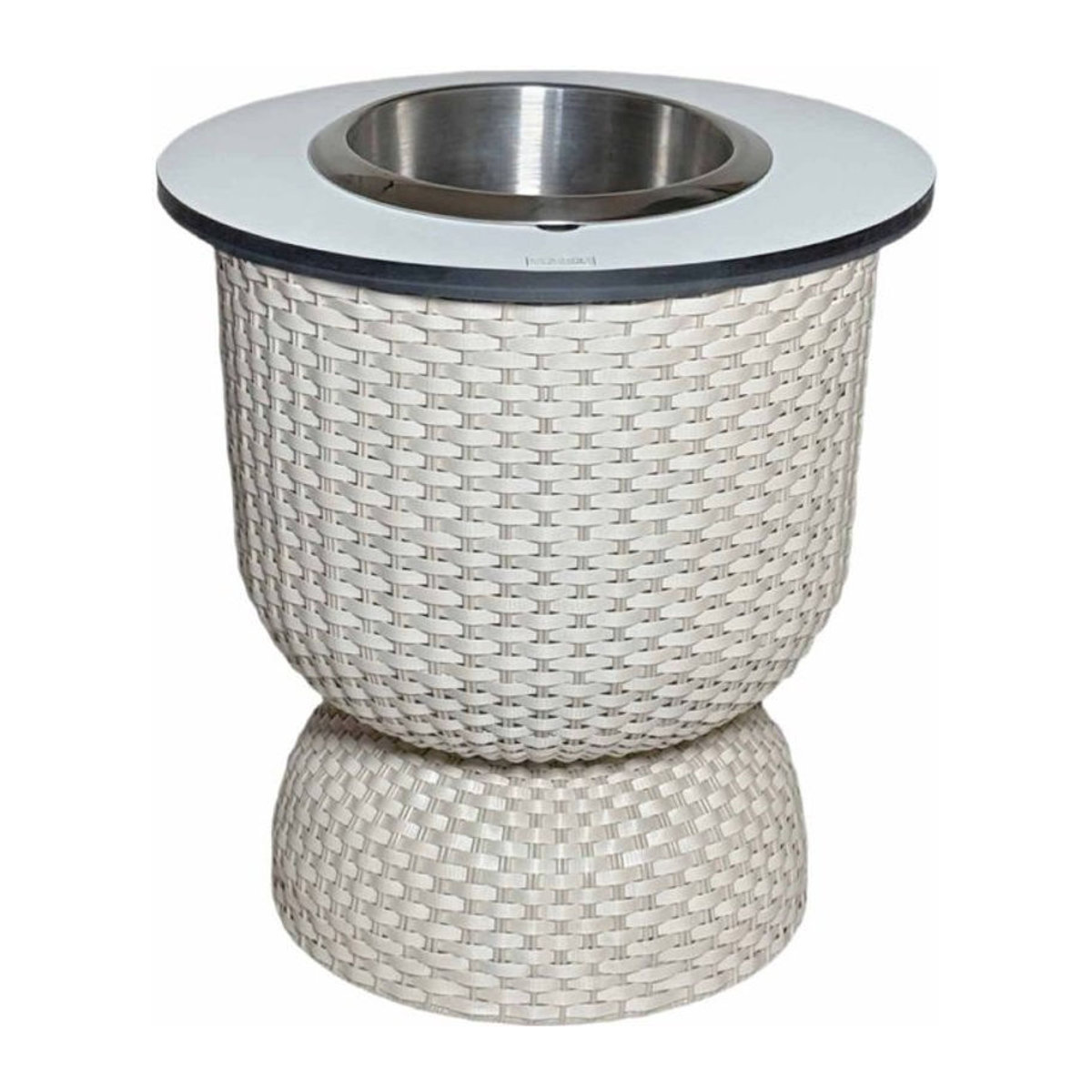 COOTAB 3-in-1 Loungetisch Paris aus weißem Polyrattan mit Edelstahl-Kühler, Höhe: 43 cm - Bild 1