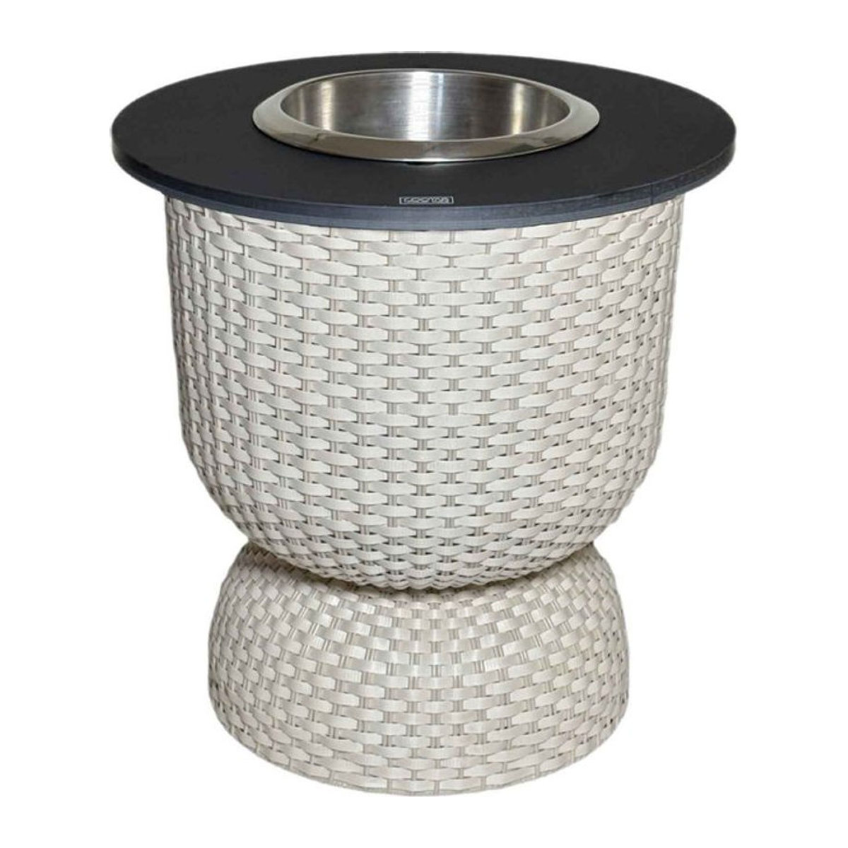 COOTAB 3-in-1 Loungetisch Paris mit Edelstahl-Kühler aus Polyrattan in Schwarz/Weiß, Höhe: 43 cm - Bild 1