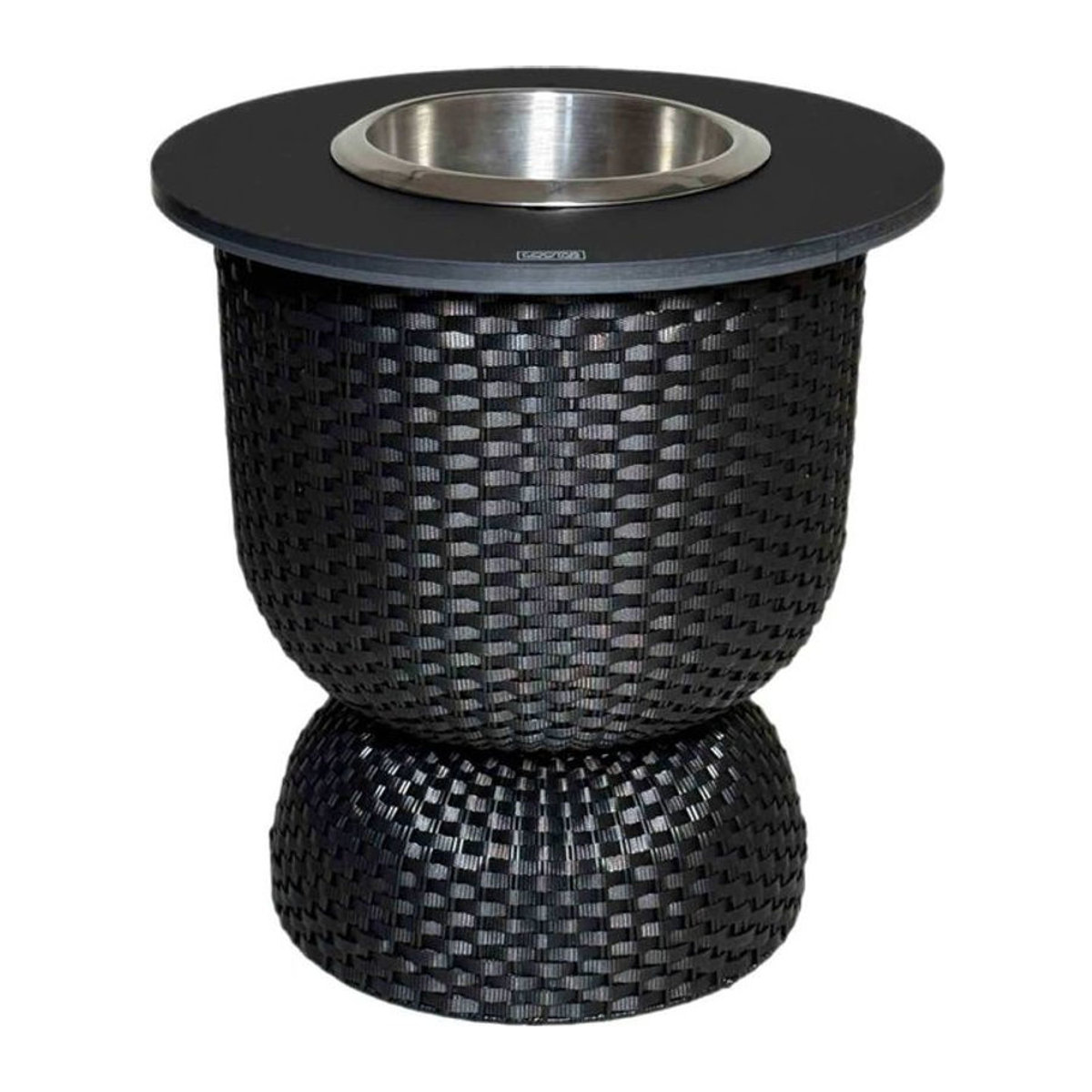COOTAB 3-in-1 Loungetisch Paris Rund aus Polyrattan mit Edelstahl-Kühler in Schwarz, Durchmesser: 43 cm - Bild 1