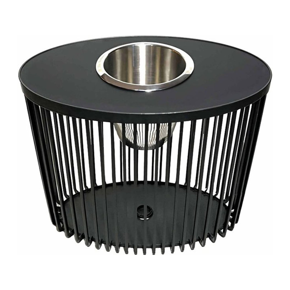 COOTAB 3-in-1 Loungetisch Stockholm in Schwarz mit Edelstahl-Kühler, Durchmesser: 46 cm - Bild 1