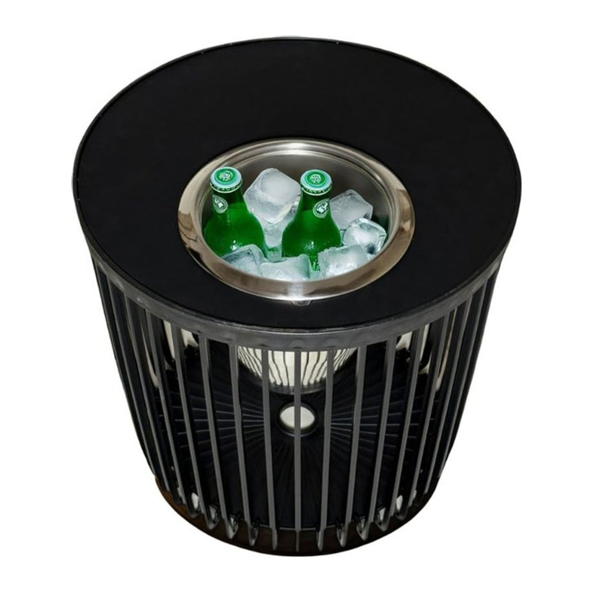 COOTAB 4-in-1 Loungetisch Copenhagen mit Edelstahl-Kühler in Schwarz, Durchmesser: 45 cm - Bild 1