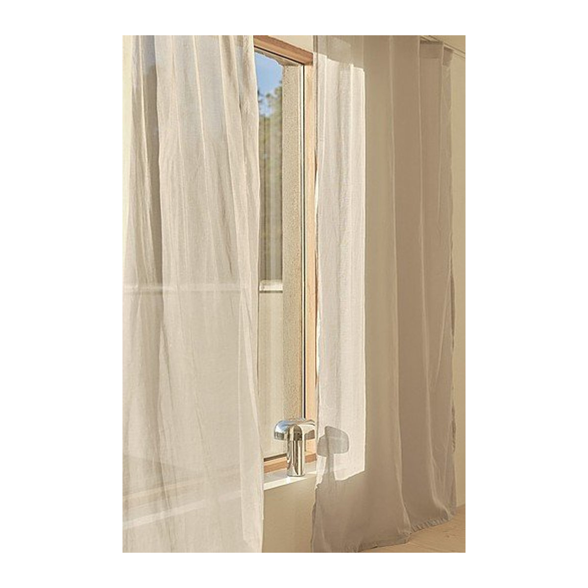 CORINNE Voile-Gardine im 2er-Pack, halbtransparent, beige und weiß - Bild 1