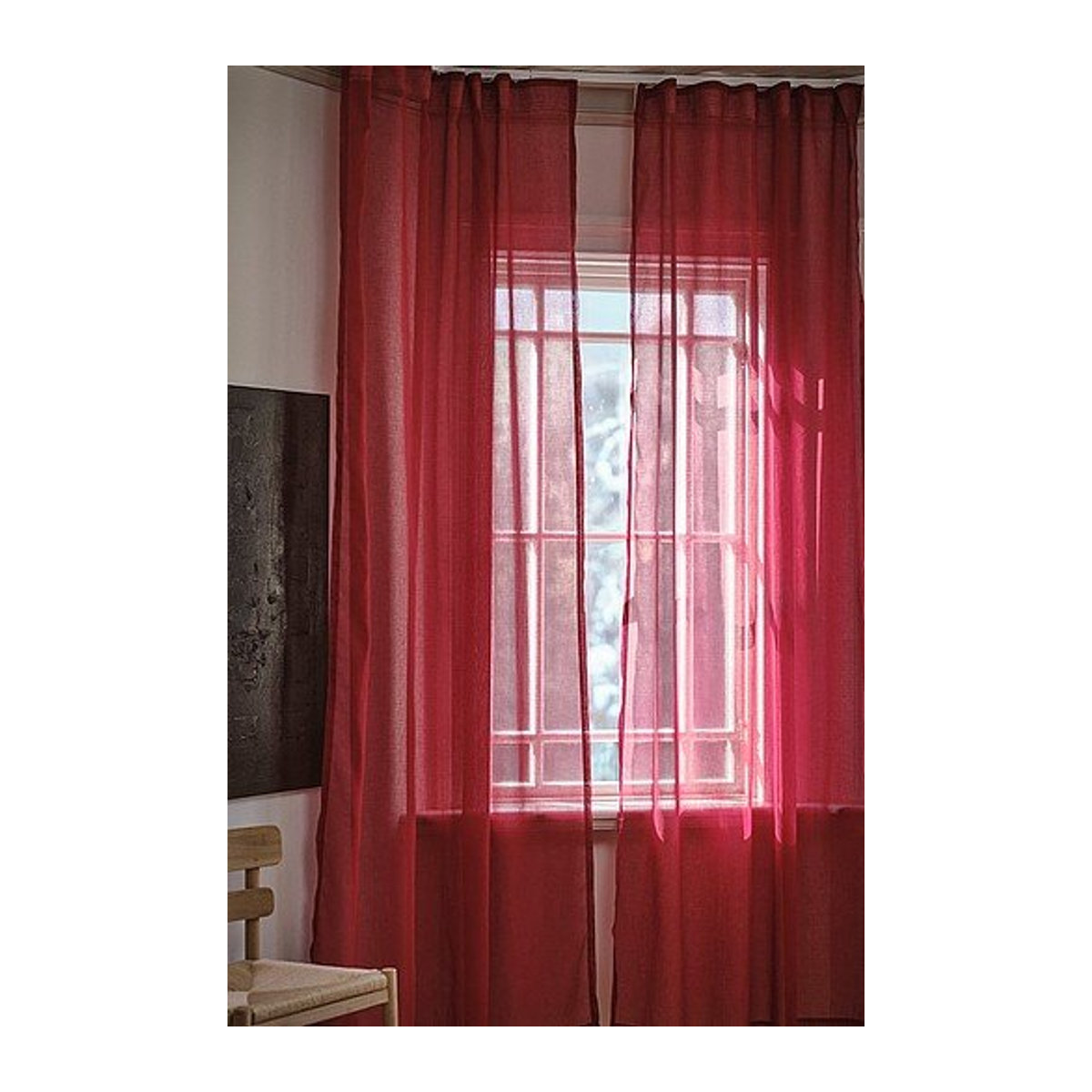 CORINNE Voile-Gardine im 2er-Pack, rot, transparent und lichtdurchlässig - Bild 1