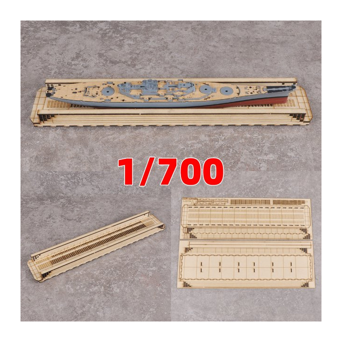 CorMake Architektur-Modellbauset Marinehafen und Werft in Beige aus Holz für Diorama und Sandtisch im Maßstab 1/700 - Bild 1