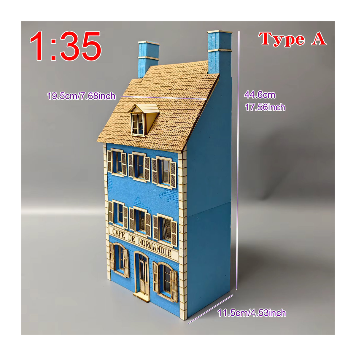 CorMake Normandy Cafe Club Diorama Architektur-Gebäudemodell aus Holz und Kunststoff, mehrfarbig, Maßstab 1/35 - Bild 2
