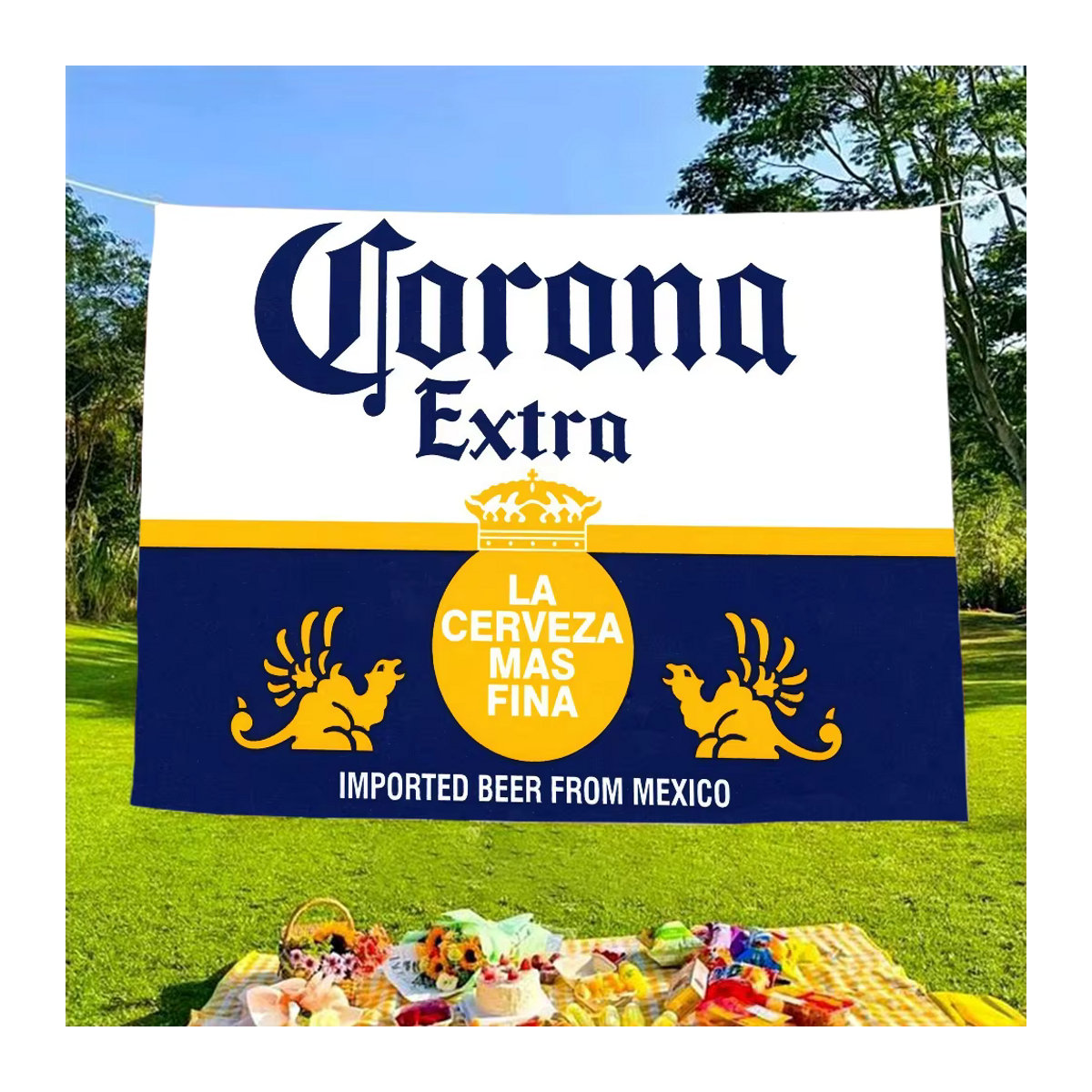Corona Extra Fotohintergrund mit floralem Design für Geburtstag und Party, mehrfarbig, Querformat, 120 x 70 cm - Bild 5