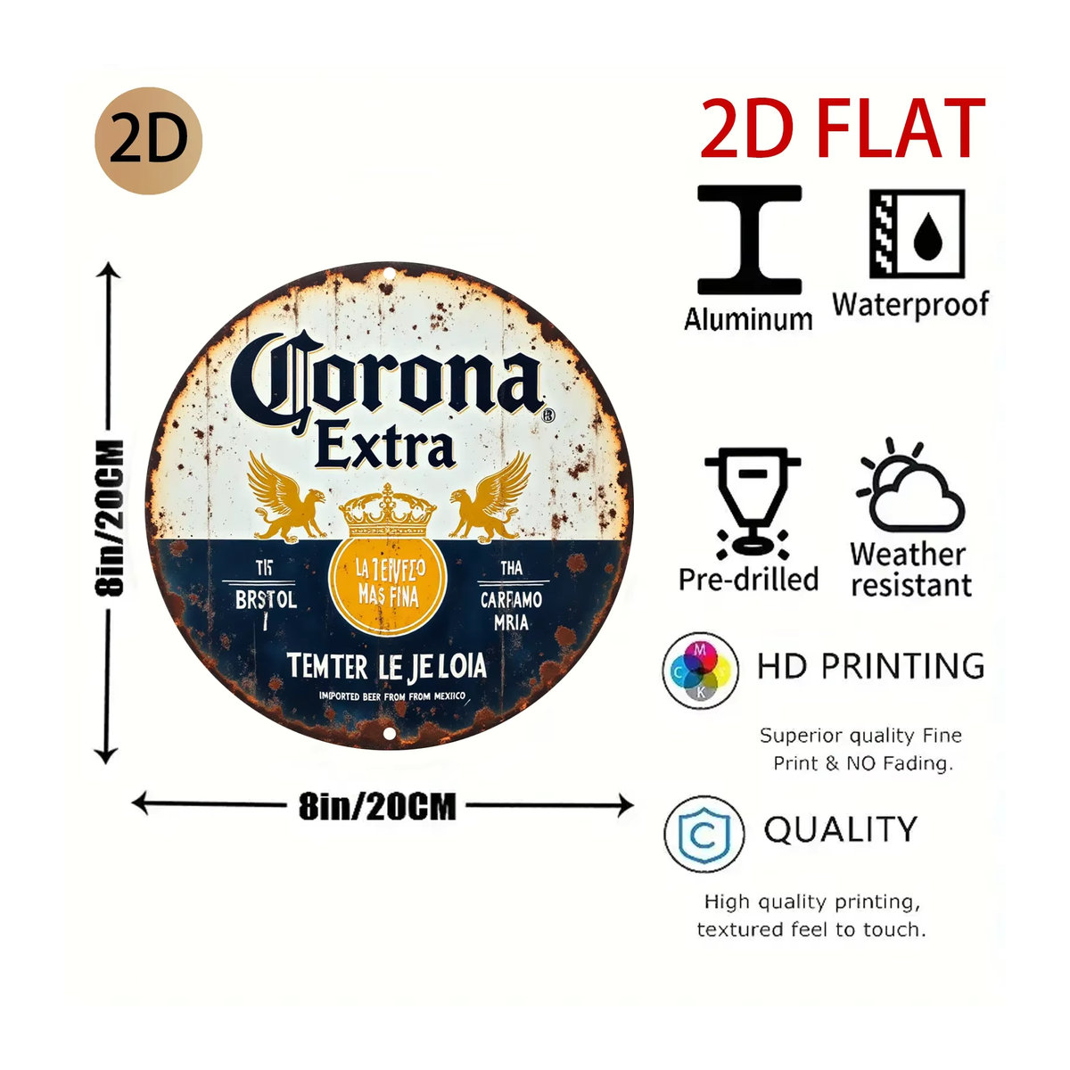 Corona Extra Vintage Blechschild Rund für die Wanddeko in der Bar oder Männerhöhle - Bild 2