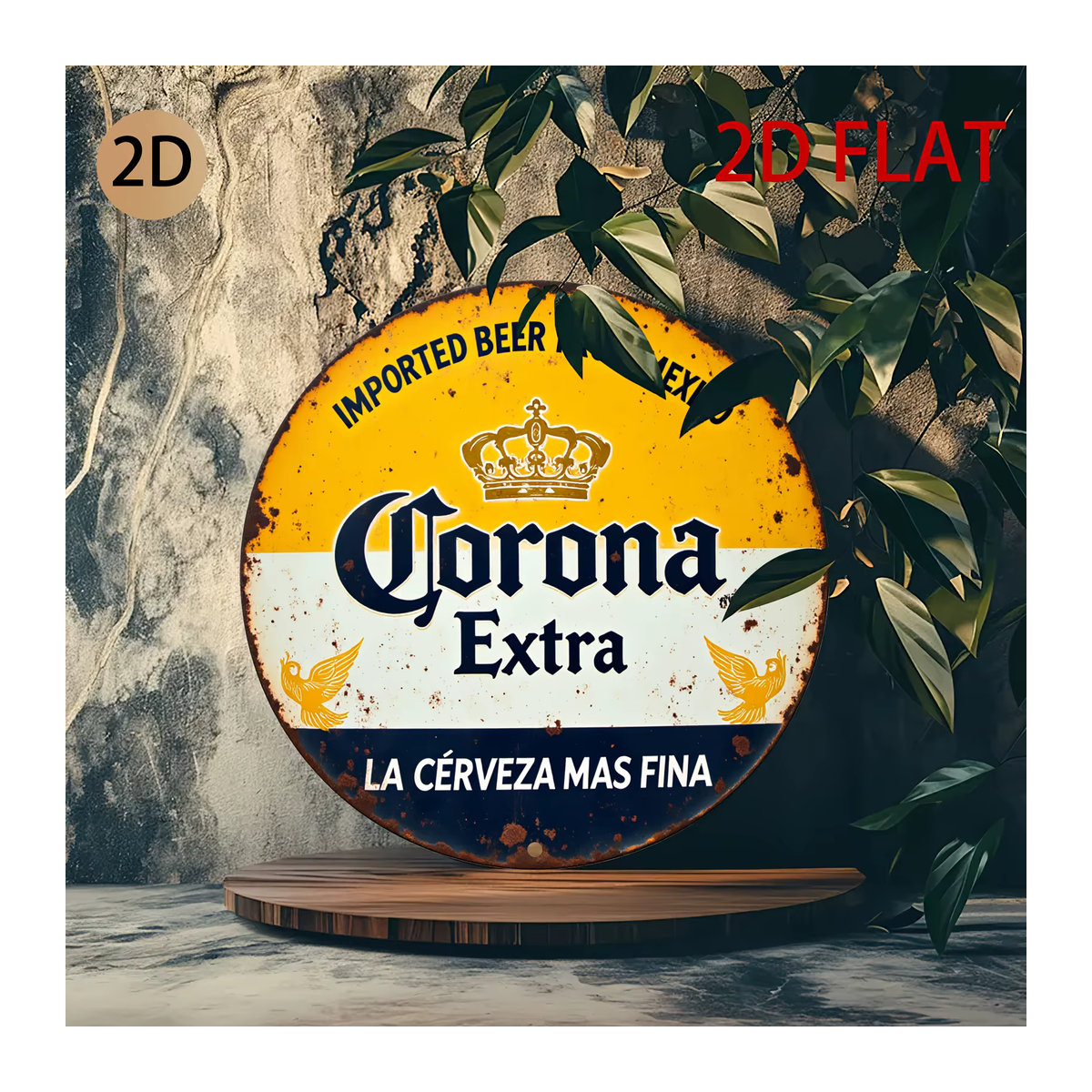 Corona Extra Vintage Metallschild für die Wandmontage, quadratisches Design in Blau und Gelb, B/B: 20 x 20 cm - Bild 4