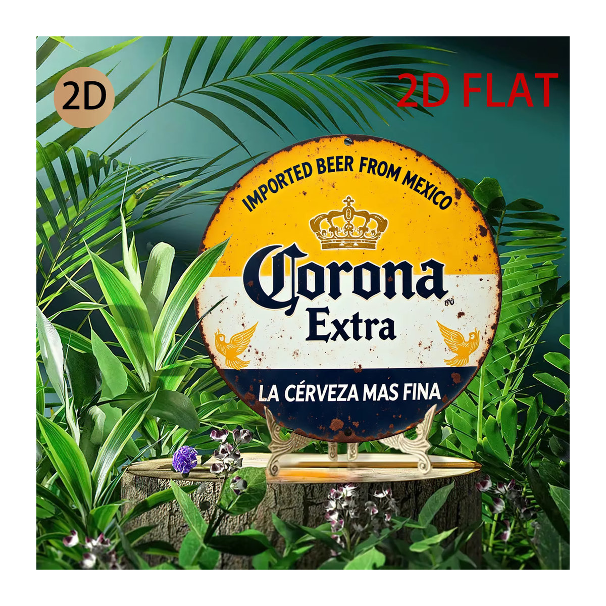 Corona Extra Vintage Metallschild für die Wandmontage, quadratisches Design in Blau und Gelb, B/B: 20 x 20 cm - Bild 5
