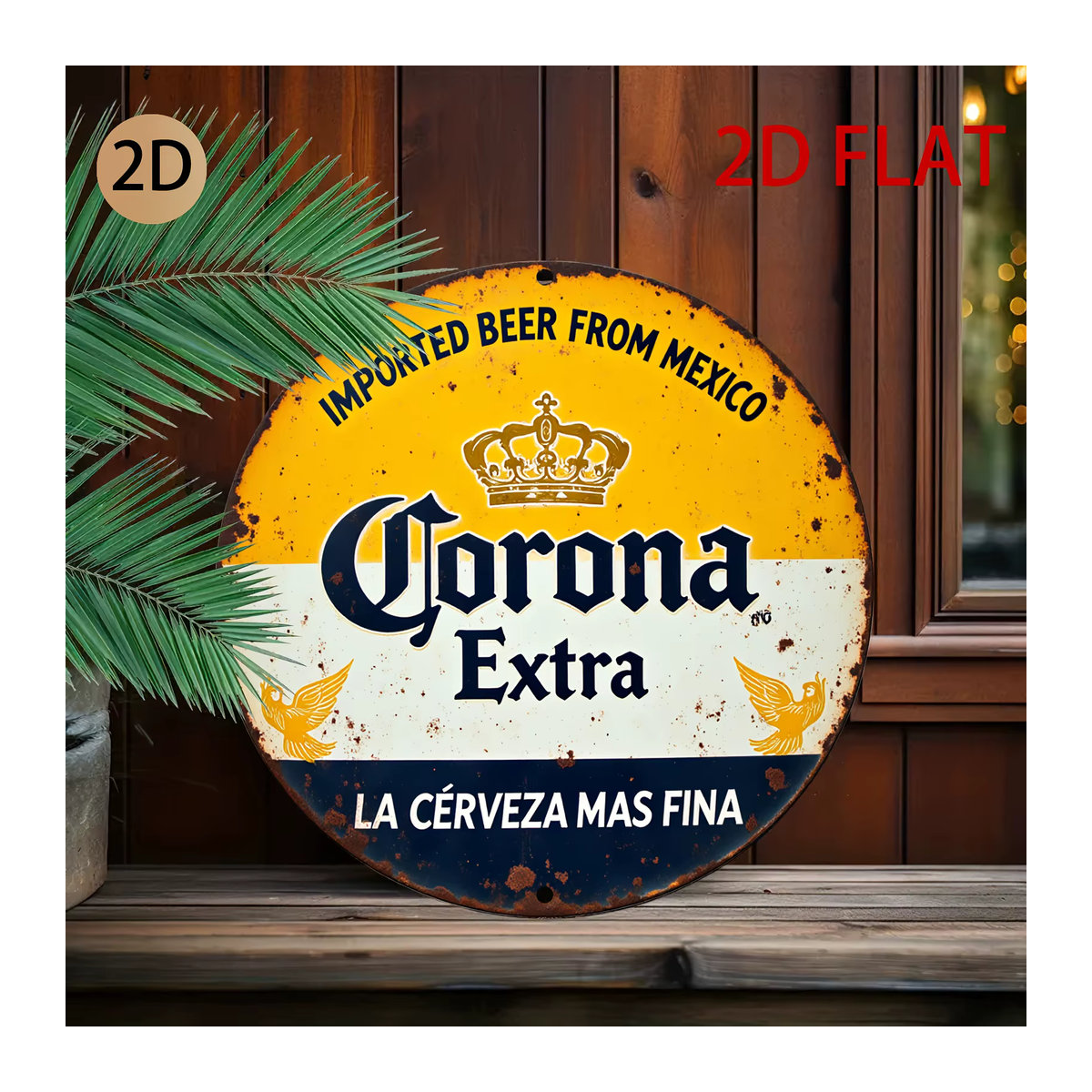 Corona Extra Vintage Metallschild für die Wandmontage, quadratisches Design in Blau und Gelb, B/B: 20 x 20 cm - Bild 6