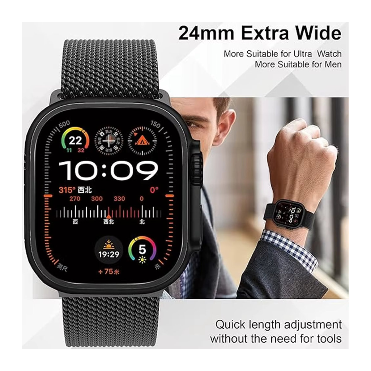 Correa Titanarmband für Apple Watch Serie 10 9 8 7 6 5 SE und Ultra in Schwarz - Bild 2