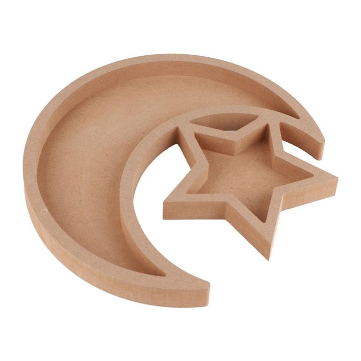 CosyHome Desserttablett aus Holz in Mondform, braun, dekoratives Holztablett mit orientalischem Design für Ramadan und festliche Anlässe - Bild 1